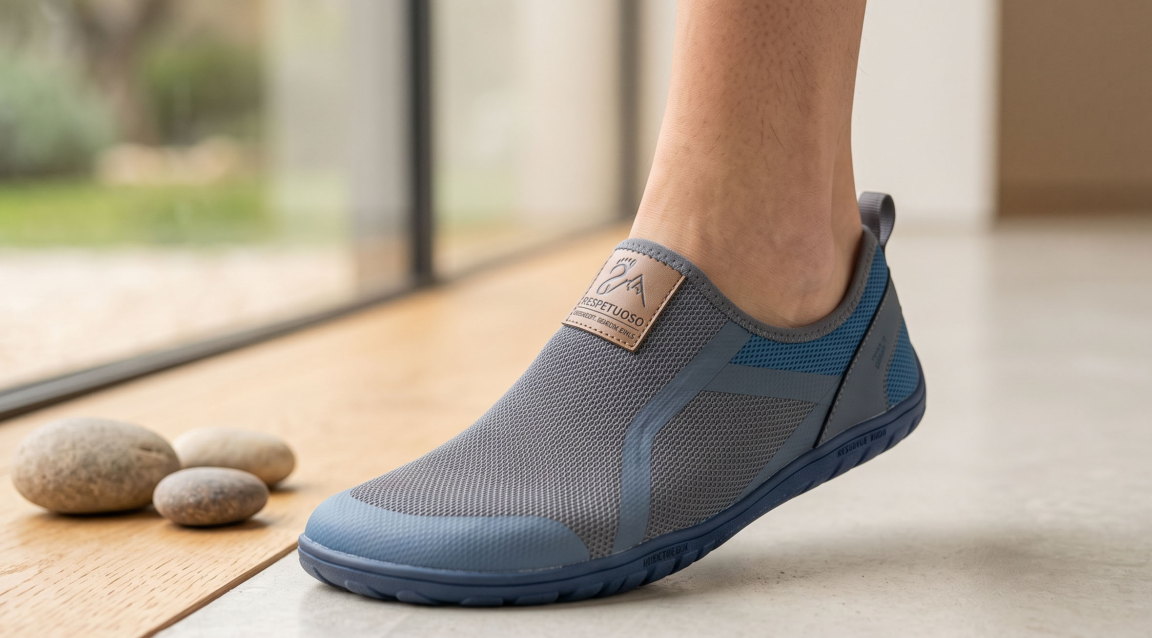 Zapatillas barefoot sobre hierba natural — drop cero y suela flexible